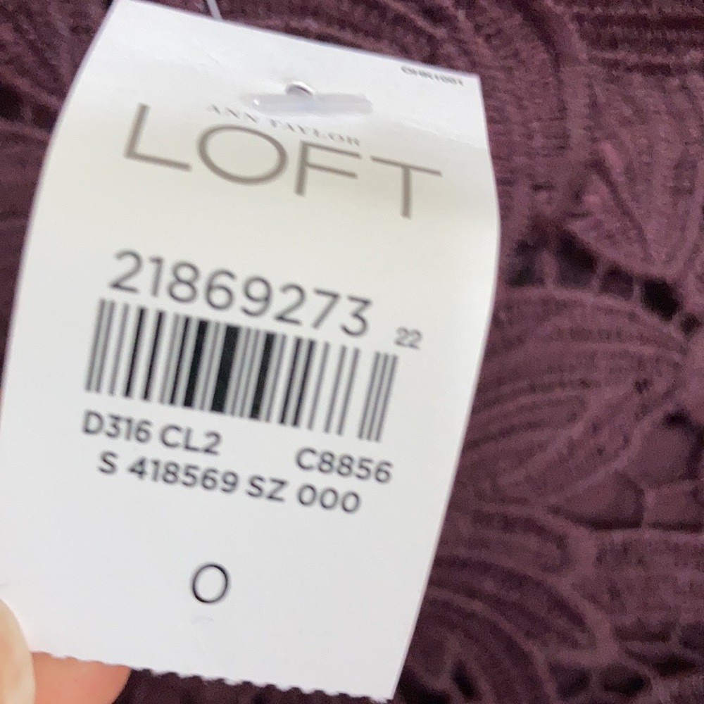 Loft embroidered floral crochet lace like outer layer dress size 0 - Picture 15 of 17
